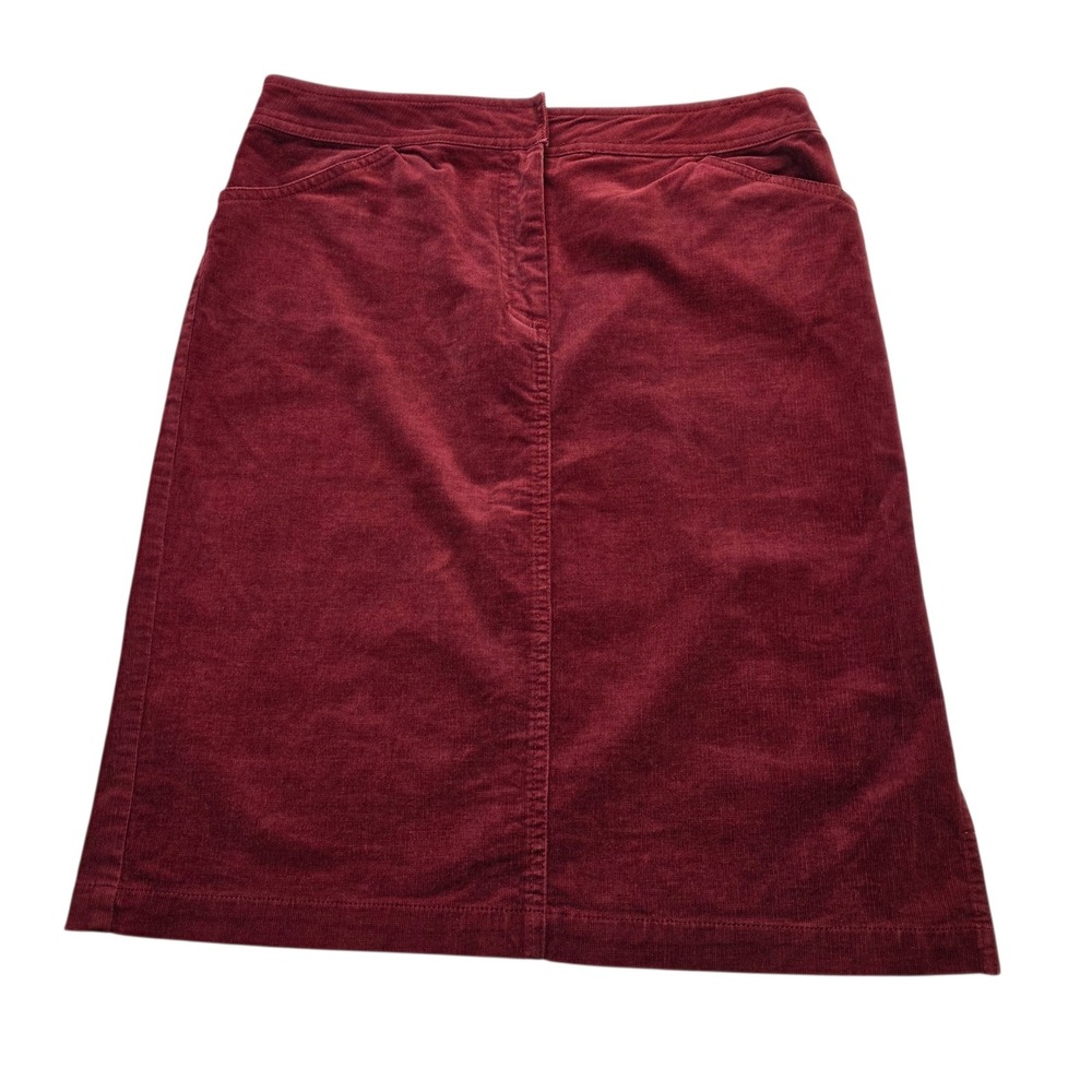 J.Crew Burgundy Corduroy Knee Length Straight Skirt 8 Side Slit Preppy Academia